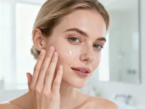 Szklana miseczka z naturalnym peelingiem cukrowym z płatkami lawendy w relaksującym wnętrzu domowego spa.